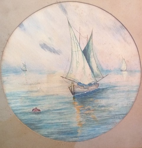 Vecchio quadro marina con - vecchio,