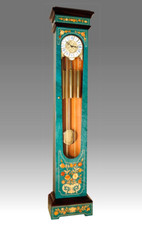 Orologio Pendolo Colonna Pesi Ottone Legno Acero Intarsiato Nuovo Made in Italy