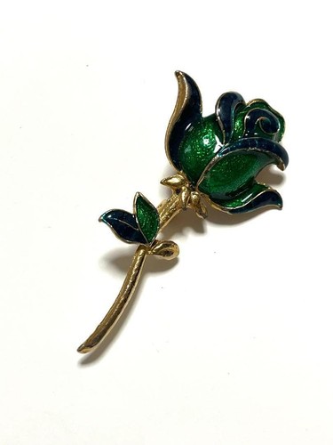 Spilla rosa verde vintage