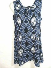 BOBBIE BROOKS-WOMAN "M" "BLUE" SLEEVELESS-DRESS-CRISS CROSS BOW FRONT-ATTRACTIVE