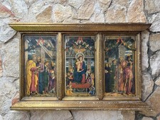 Grande Icona Religiosa Vintage In Legno Fiorentino 