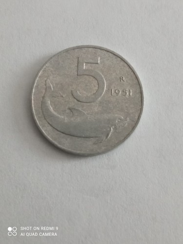 Moneta lire delfino e - 5,