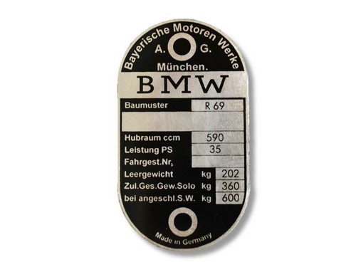 Bmw r69 targa plate - bmw,