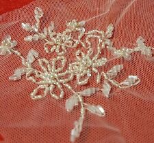 Pizzo Ricamato Perline Decor Sposa Fiori Tulle Lace Embroidered Beads Flowers