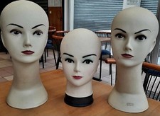 3 Espositori TESTA PER CAPPELLI PER PARRUCCA CON TESTA CALVA TESTA DI MANICHINO