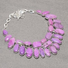 Collana gioielli etnici fatti a mano con pietre preziose viola 18"" SR 6967