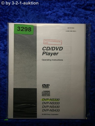 Sony manuale uso dvp ns330 - sony,