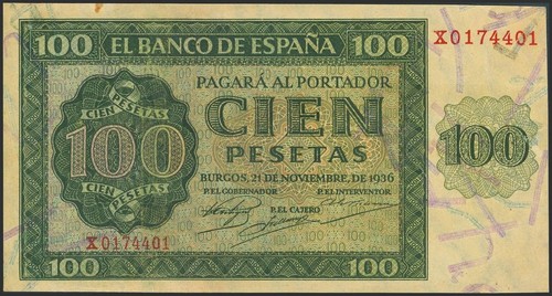 100 pesetas novembre 1936 - 100, 21