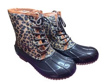 Stivali Sugar Skipper leopardati foderati in shearling anatra taglia 8