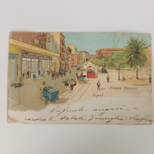ANTICA CARTOLINA-F. TENSI-MILANO 1898-NAPOLI-PIAZZA CAVOUR-CONFALONE-MERCADANTE