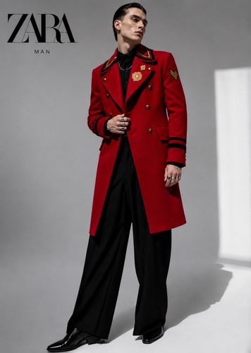 Cappotto lungo militare rosso