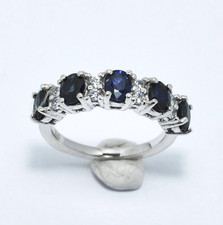 ANELLO IN ARGENTO 925 CON 5 ZAFFIRI BLU TOTALI 1,95 CT.
