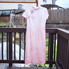 Abito midi rosa flora farfalla