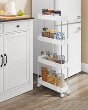 Carrello Portaoggetti a 4 Livelli, Carrello con Ruote, Carrello da Cucina, Bagno