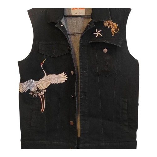 Gilet denim nero del marchio - gilet,
