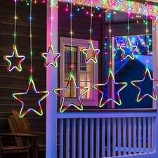 CATENA TENDA LUMINOSA DI STELLE LUCI RGB NATALIZIE PER ESTERNO IP44 