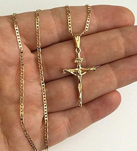 Collana gesù croce - piena, oro