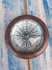 Bussola Basculante In Ottone E Mogano Arredo Marina Vetro Lente Ingrandimento 