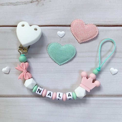 Nuckelkette name pink mint - nuckelkette,