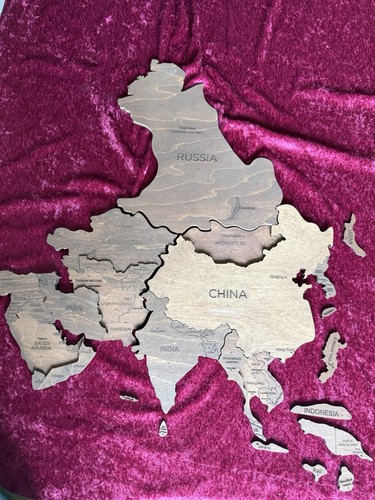 Mappa legno dell - 3d, dell'asia