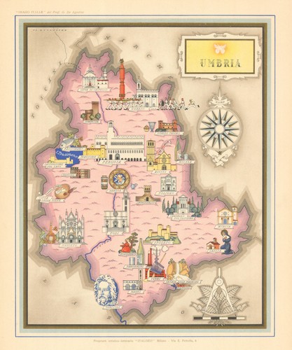 Umbria pictorial map - , by