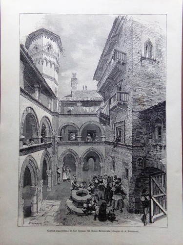 Stampa del 1884 cortile - del,