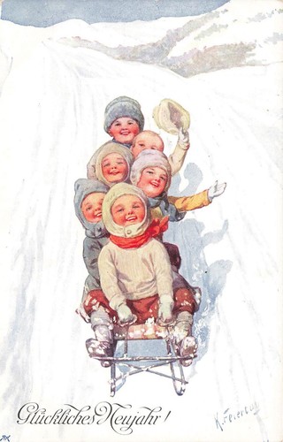 Cartolina capodanno bambini - cartolina,