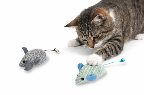 Gioco gatto topo peluche - topo,