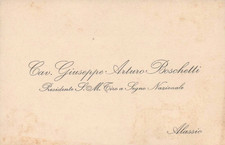 BIGLIETTO DA VISITA ARTURO BOSCHETTI - TIRO A SEGNO NAZIONALE DI ALASSIO -