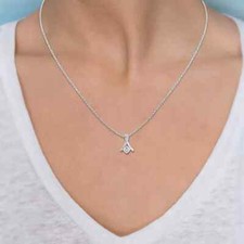 14k White Gold Women Proposal Gift Lab Grown/CVD Diamond Certified Cross Pendant