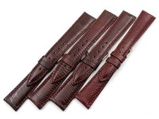 Cinturini Vera Pelle Lucertola Bordeaux Lucido Varie Misure Fibbia Acciaio Nuovo