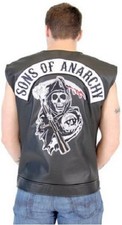 SONS OF ANARCHY IN Finta Pelle Nera Highway Mietitore Toppa Biker Gilet S-4XL