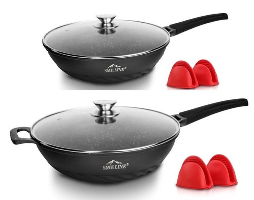 Padella wok con coperchio - con, in