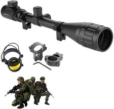 Lunette de Visée 6-24x50 AOEG Télémètre Rouge & Vert Mil-Dot Chasse avec Anneaux