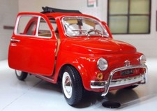 Fiat 500 Lusso 500L Red 1968 Detailed Burago Diecast 1:24 LGB G Scale Model Car 