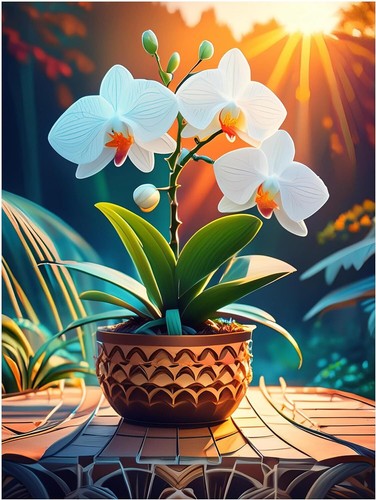 Orchidea bianca vaso fiori - in,