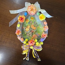 DECORAZIONE UOVO PASQUA DECOUPAGE FATTO A MANO 23X18 CM