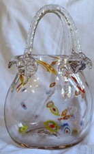 Vaso soprammobile BORSA Murano vetro trasparente  murrine Veneziane