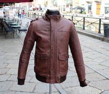 Giubbotto pelle aviatore marrone modello bomber Guendj taglia M