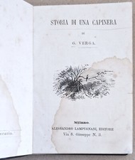 VERGA - STORIA DI UNA CAPINERA - PRIMA EDIZIONE - LAMPUGNANI - MILANO, 1871.