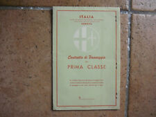 BIGLIETTO PRIMA CLASSE NAVE VULCANIA 1950 ITALIA NAVIGAZIONI GENOVA completo