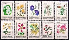Argentina 1985 Fiori Piante Natura Giglio Orchidee Begonia Albero di Seta 10v Set MNH