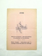 MACCHINA AGRICOLA VINTAGE VECCHIA AEBI PR35 PR 29  MANUALE ISTRUZIONI PARTI