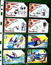 otto schede telefoniche TELECOM PINGUI e MOULINEX due serie da pezzi 4