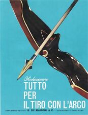 PUBBL.1965 SHAKESPEARE TIRO CON ARCO ARCIERE SPORT FRECCIA G.DE MARCHI TORINO 