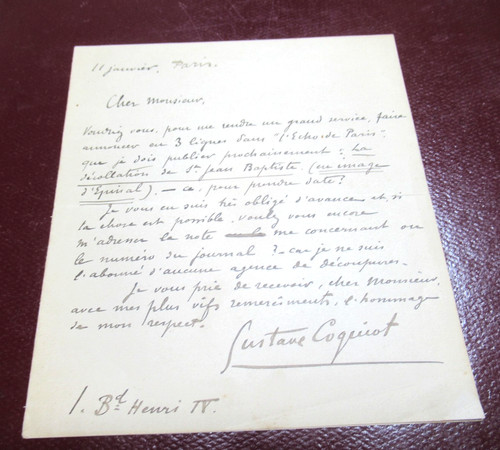 Gustave coquiot autographe - gustave,