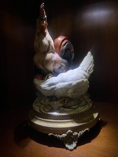 Statua vintage gallo e gallina
