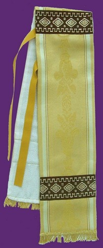 Manipolo seta damascata - seta, giallo