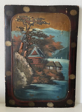 QUADRO  VINTAGE  DIPINTO SU LEGNO -  PAESAGGIO ORIENTALE -