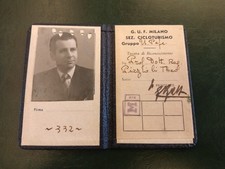 Tessera PNF GUF Gruppi Universitari Fascisti Milano Ciclo Ciclista GRF Ugo Pepe